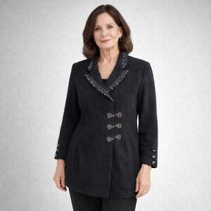 St. John Evening by Marie Gray Santana Knit Jacket Blazer Womens 4 Black VTG